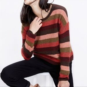 Madewell SMALL Chelsea Pocket Pullover Sweater Multi-Stripe AG585 Alpaca blend